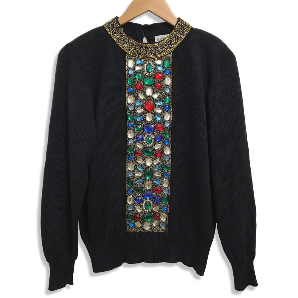 Vintage 80s BONNIE BOERER & CO. Jeweled Sweater